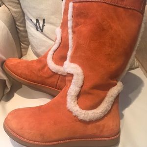 Orange suede boots